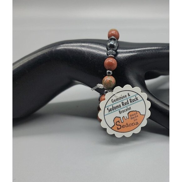 Dizzy bear Creations Bracelet Goldstone Unakite Hematite Sedona Red Rock SZ 7.5" - Picture 4 of 12